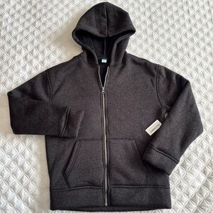 NWT Old Navy Sweater Fleece Sherpa Lined Full Zip Hooded Jacket Charcoal Sz XL